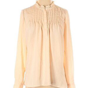 J. CREW High Neck Long Sleeve Pintuck Blouse in Pale Bluff    Size 2